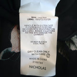 NICHOLAS High-Low Wrap Dress Black Floral Print Silk Size 4 Short Sleeve Maxi