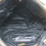 Miu Miu Double Zip Tote Black Vitello Shine Leather Medium Crossbody Bag