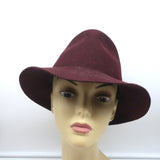 Stella McCartney Fedora Hat Burgundy Wool Felt Size 56