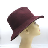 Stella McCartney Fedora Hat Burgundy Wool Felt Size 56