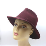 Stella McCartney Fedora Hat Burgundy Wool Felt Size 56
