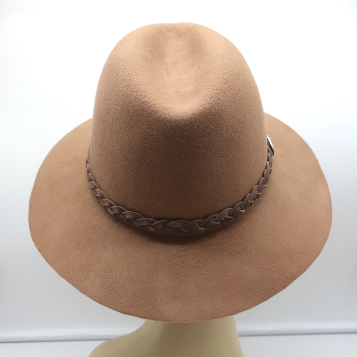 Lovely Bird Braided Band Fedora Hat Brown Wool Felt