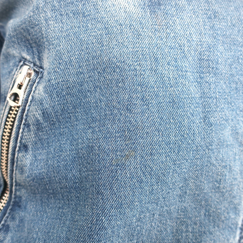 Rag &amp; Bone Abbey Denim Moto Jacket Blue Cotton Size Extra Small