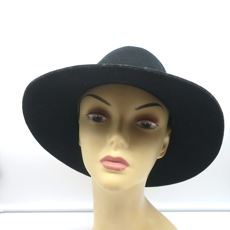 Rag &amp; Bone Floppy Brim Fedora Hat with Leather Band Black Size Medium