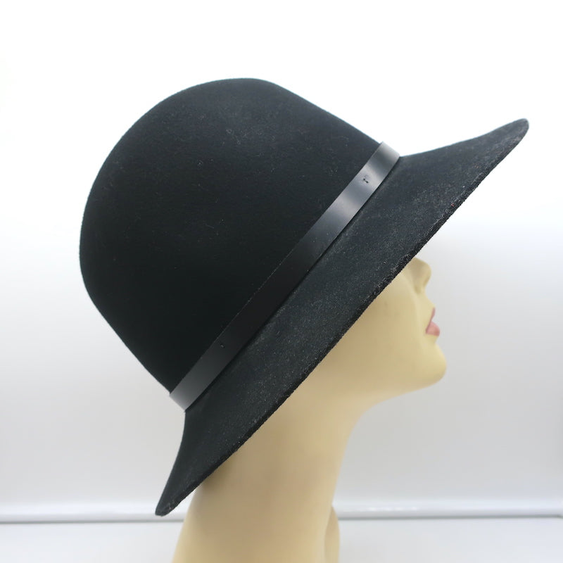 Rag &amp; Bone Floppy Brim Fedora Hat with Leather Band Black Size Medium