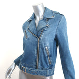 Rag & Bone Abbey Denim Moto Jacket Blue Cotton Size Extra Small