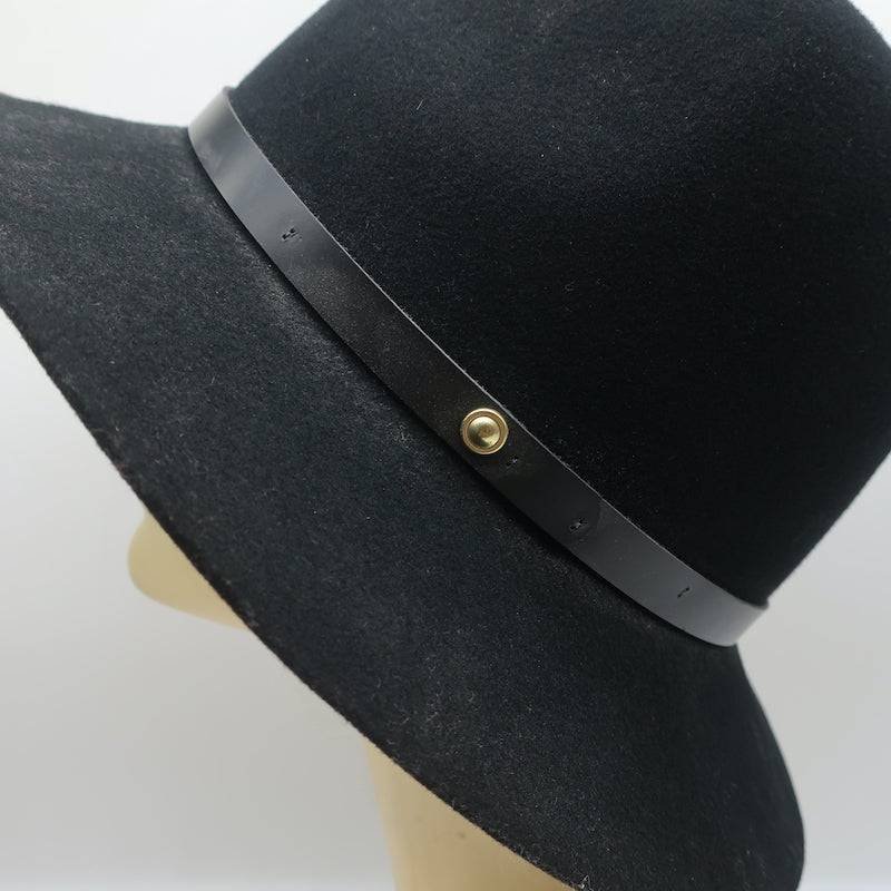 Rag &amp; Bone Floppy Brim Fedora Hat with Leather Band Black Size Medium