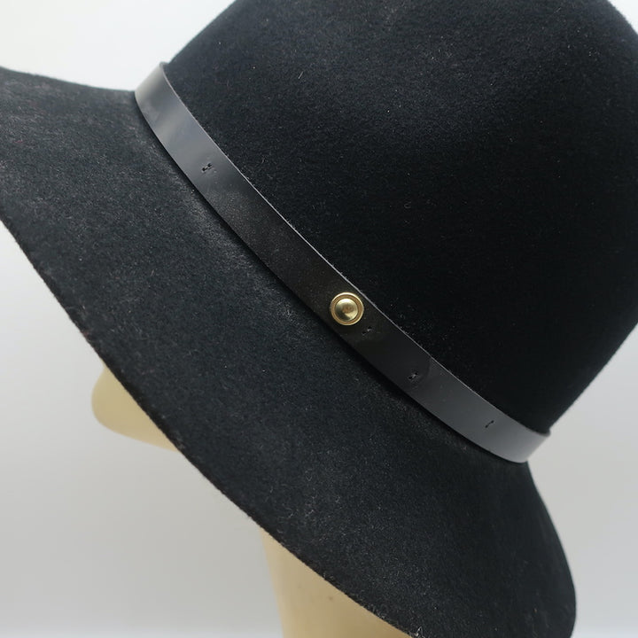 Rag &amp; Bone Floppy Brim Fedora Hat with Leather Band Black Size Medium