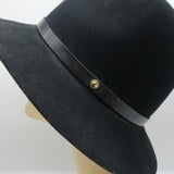 Rag & Bone Floppy Brim Fedora Hat with Leather Band Black Size Medium