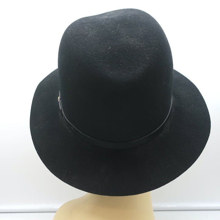 Rag &amp; Bone Floppy Brim Fedora Hat with Leather Band Black Size Medium