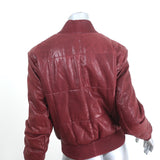 Veronica Beard Malin Quilted Leather Bomber Jacket Bordeaux Size Small