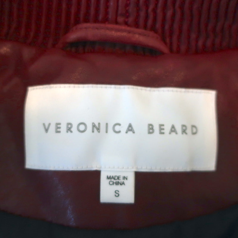 Veronica Beard Malin Quilted Leather Bomber Jacket Bordeaux Size Small