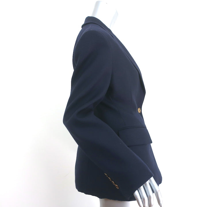 Alexander Wang Padded Collegiate Blazer Navy Wool Size 4 One-Button Jacket NEW