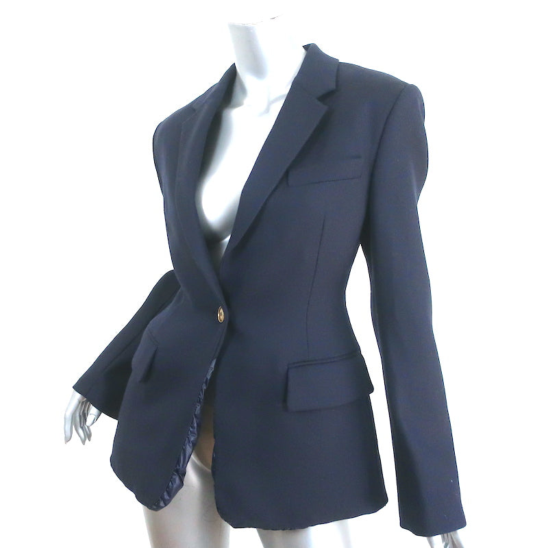 Alexander Wang Padded Collegiate Blazer Navy Wool Size 4 One-Button Jacket NEW