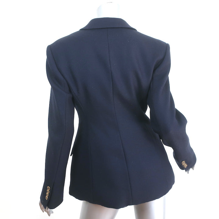 Alexander Wang Padded Collegiate Blazer Navy Wool Size 4 One-Button Jacket NEW