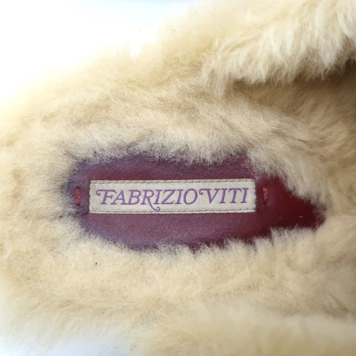 Fabrizio Viti Jean Daisy Shearling Clogs Red Leather Size 39