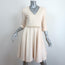 Lanvin Pearl-Embellished Dress Ivory Wool Crepe Size 36 V-Neck Fit & Flare NEW