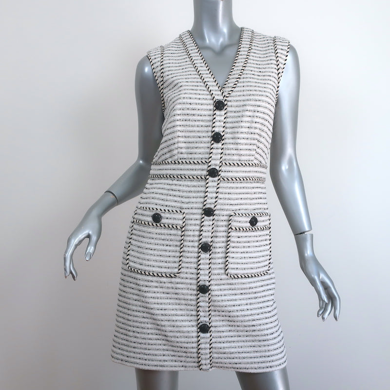 Veronica Beard Sleeveless Mini Dress Kama White/Black Striped Tweed Size 2