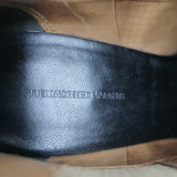 Alexander Wang Kori Ankle Boots Beige Suede Size 37 Cutout Heel Booties