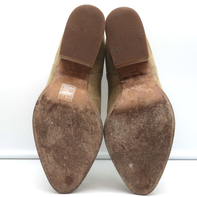 Alexander Wang Kori Ankle Boots Beige Suede Size 37 Cutout Heel Booties