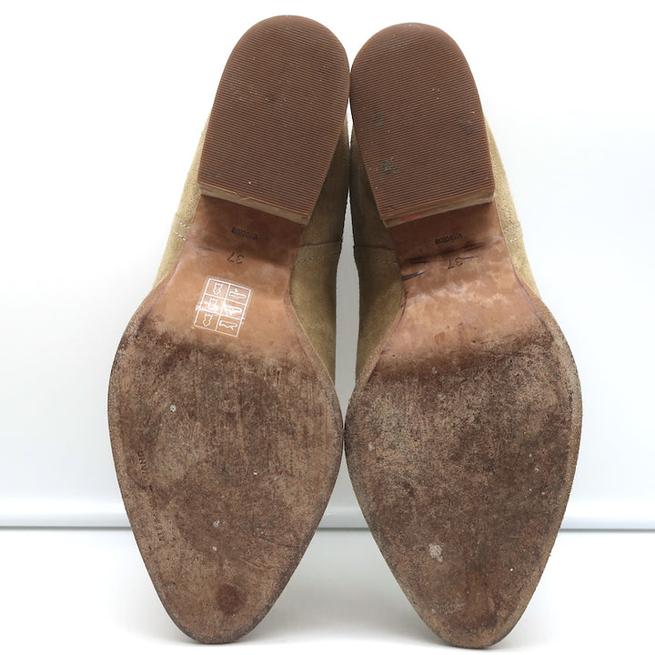 Alexander Wang Kori Ankle Boots Beige Suede Size 37 Cutout Heel Booties