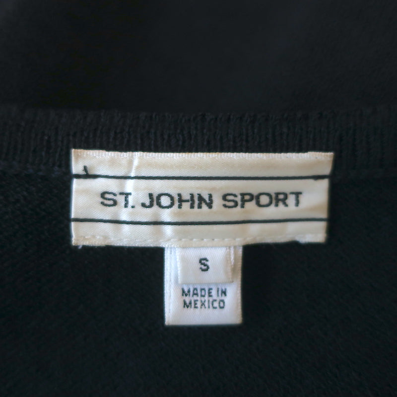 St. John Sport Pleated Hem Dress Black Wool-Blend Size Small Short Sleeve Shift