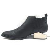 Alexander Wang Kori Ankle Boots Black Leather Size 37.5 Cutout Heel Booties