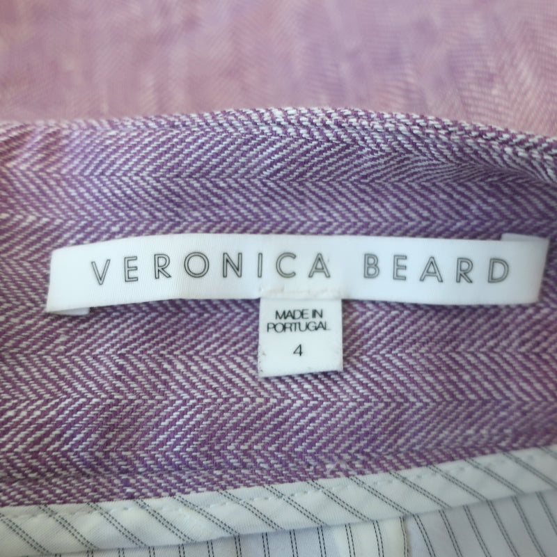 Veronica Beard Kimm Shorts Lilac Linen Herringbone Size 4