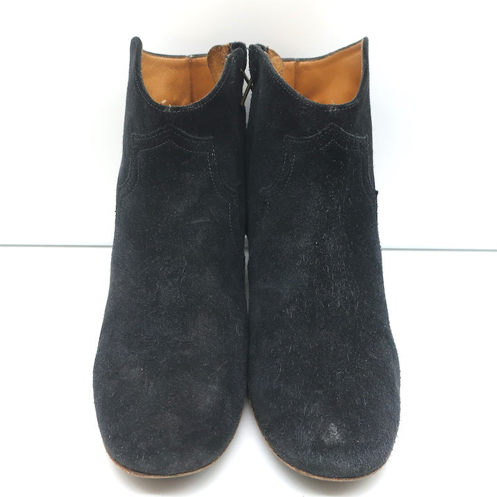 Isabel Marant Dicker Ankle Boots Black Suede Size 38 Western Booties