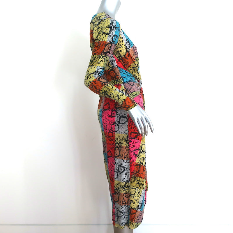 Le Superbe Twist-Front Dress Rain-Boa Snake Print Stretch Jersey Size Small NEW