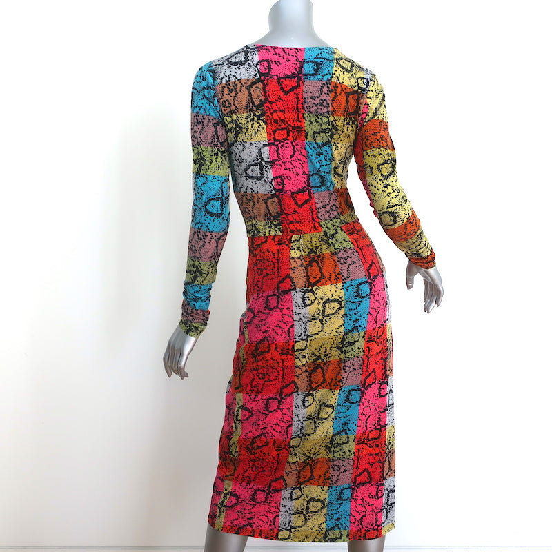 Le Superbe Twist-Front Dress Rain-Boa Snake Print Stretch Jersey Size Small NEW