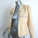 Chanel 03P CC Pearl Button Jacket Ivory Wool Crepe Size 40