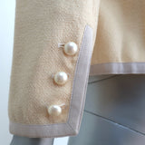 Chanel 03P CC Pearl Button Jacket Ivory Wool Crepe Size 40