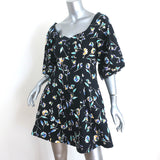 Nicholas Puff Sleeve Mini Dress Lydia Black Floral Print Cotton Size 10 NEW
