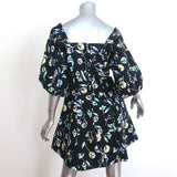 Nicholas Puff Sleeve Mini Dress Lydia Black Floral Print Cotton Size 10 NEW