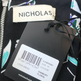 Nicholas Puff Sleeve Mini Dress Lydia Black Floral Print Cotton Size 10 NEW