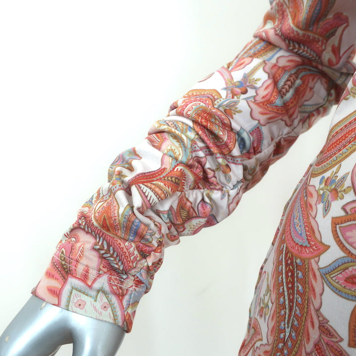 Zimmermann Turtleneck Top Cream/Multi Paisley Print Stretch Jersey Size 2