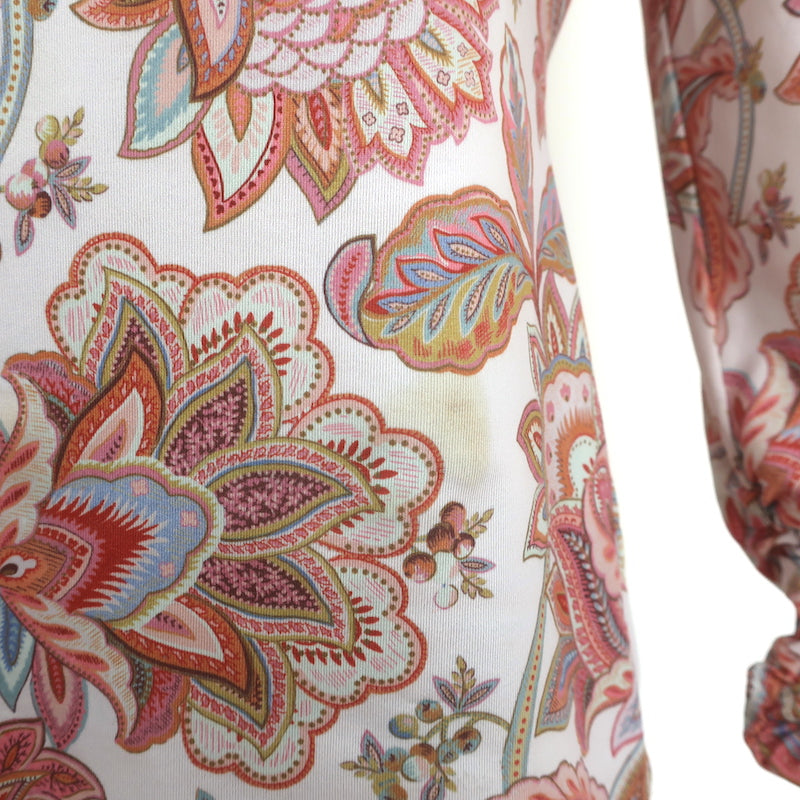 Zimmermann Turtleneck Top Cream/Multi Paisley Print Stretch Jersey Size 2