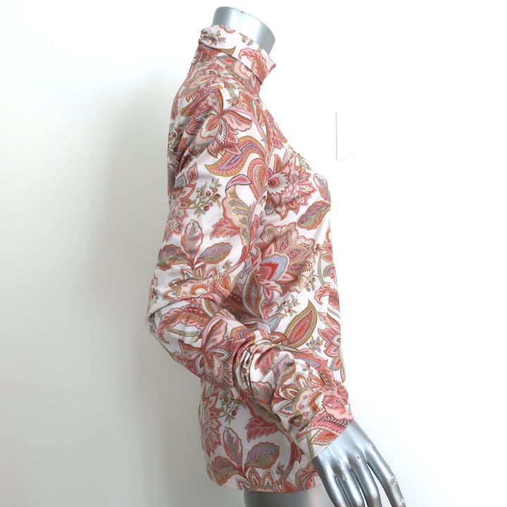 Zimmermann Turtleneck Top Cream/Multi Paisley Print Stretch Jersey Size 2