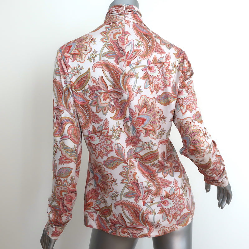 Zimmermann Turtleneck Top Cream/Multi Paisley Print Stretch Jersey Size 2
