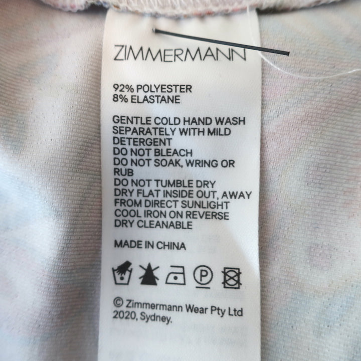 Zimmermann Turtleneck Top Cream/Multi Paisley Print Stretch Jersey Size 2