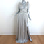 Jonathan Simkhai Plisse Lame Gown Silver Size Medium Sleeveless Maxi Dress