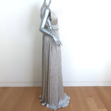 Jonathan Simkhai Plisse Lame Gown Silver Size Medium Sleeveless Maxi Dress