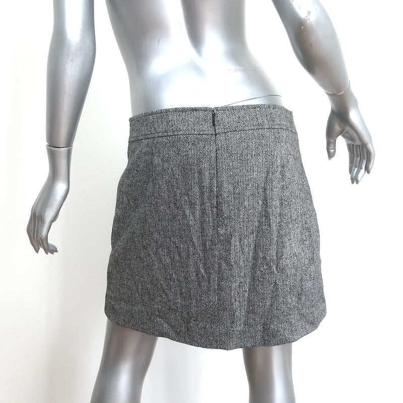 Veronica Beard Mini Skirt Fisher Gray Stretch Linen Herringbone Size 8