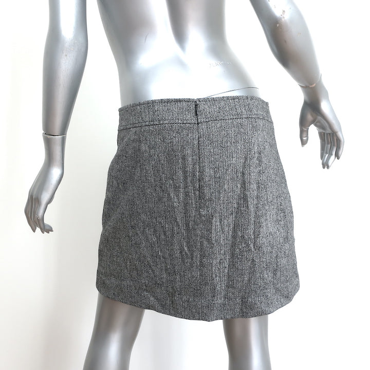 Veronica Beard Mini Skirt Fisher Gray Stretch Linen Herringbone Size 8
