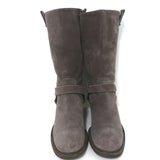 Brunello Cucinelli Moto Boots Gray Suede Size 39 Mid-Calf Biker Boots