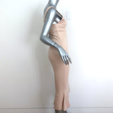 L'Agence Midi Dress Lucia Beige Stretch Jersey Size Small Sleeveless V-Neck NEW