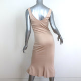 L'Agence Midi Dress Lucia Beige Stretch Jersey Size Small Sleeveless V-Neck NEW