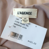 L'Agence Midi Dress Lucia Beige Stretch Jersey Size Small Sleeveless V-Neck NEW