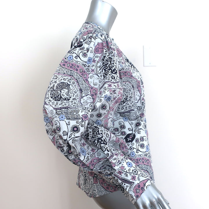 Isabel Marant Etoile Blouse Unatil Printed Cotton Size 42 Blouson-Sleeve Top